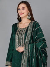Women Silk Blend Embroidered Kurta Palazzos-PKSKD1862